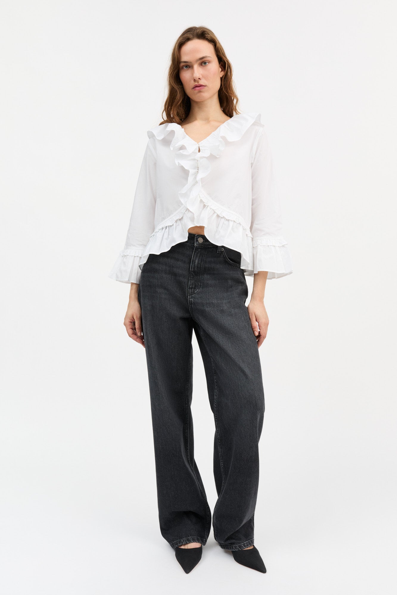 Skall Studio Rimini flounce blouse Blouse Optic white